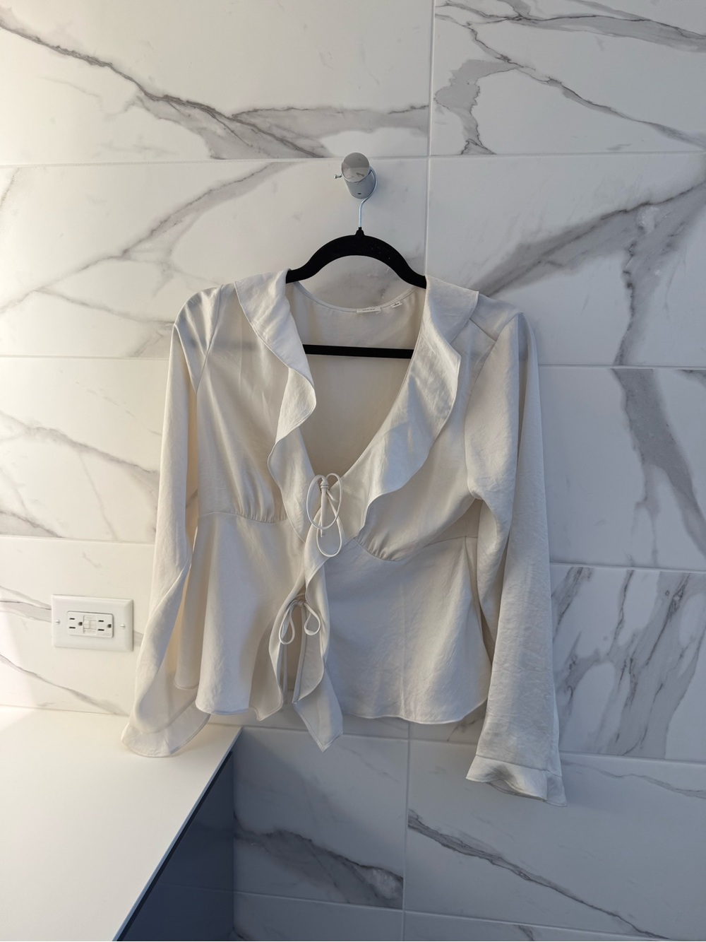 Wilfred Ivory Ruffle Tie-Front Blouse